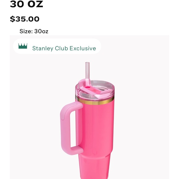Stanley Vibrant Pink Tumbler with Handle and Straw